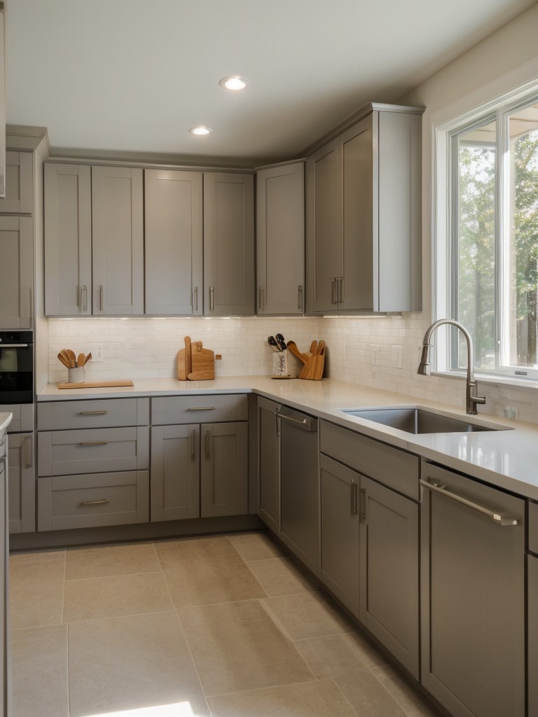 Using light, neutral colors to create the illusion of a larger and brighter kitchen.