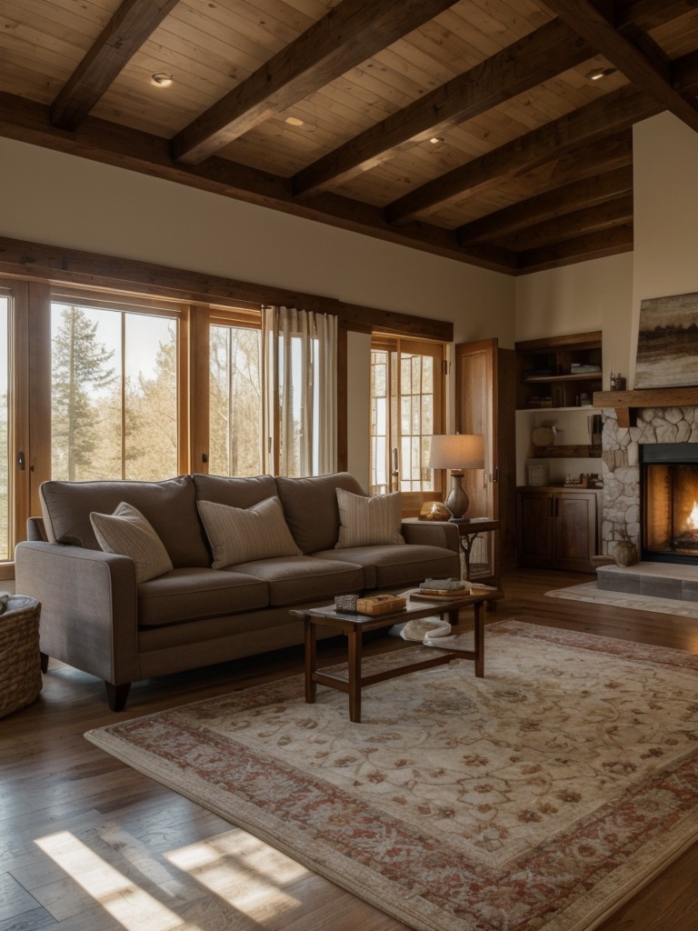Create a cozy and inviting atmosphere with warm lighting, soft textiles, and plush rugs.