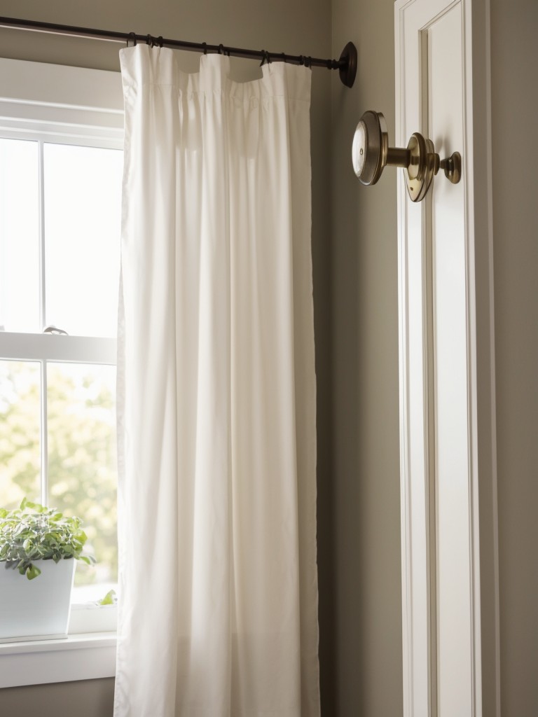 Use a curtain rod and hanging baskets to add extra storage for small items like accessories or toiletries.