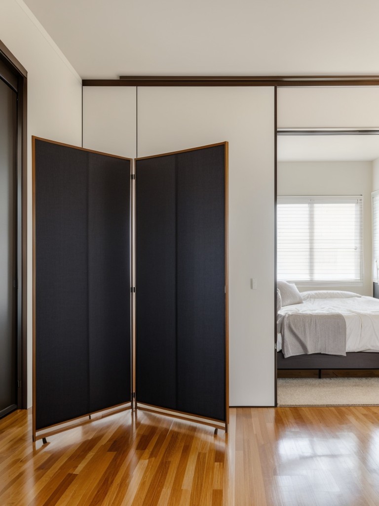 Use a folding screen to separate the sleeping area from the rest of the living space in a studio apartment.