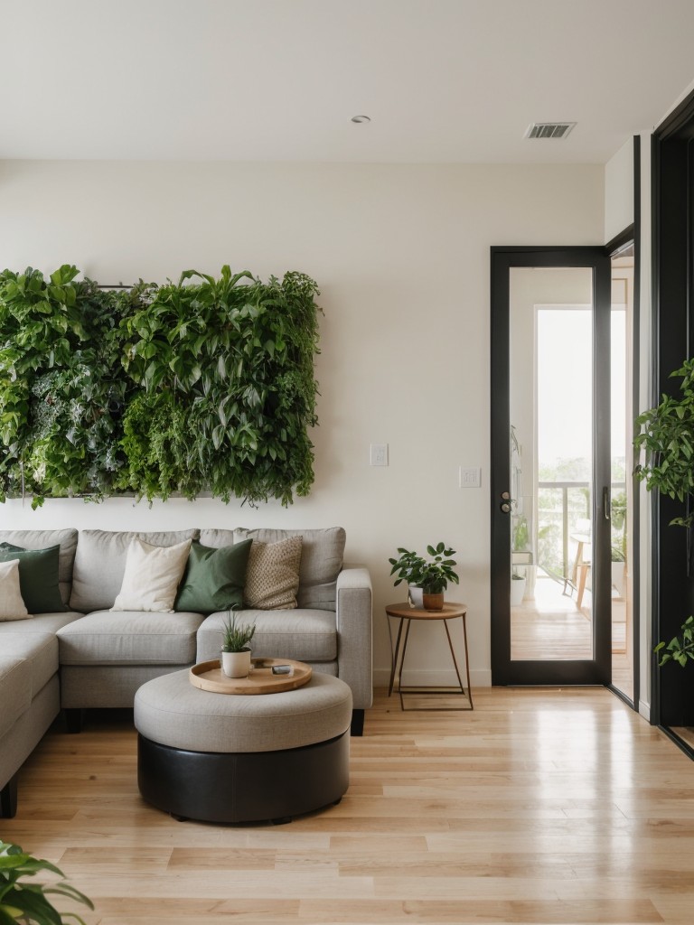 Consider incorporating a living wall inside your apartment to bring nature indoors and conserve space.