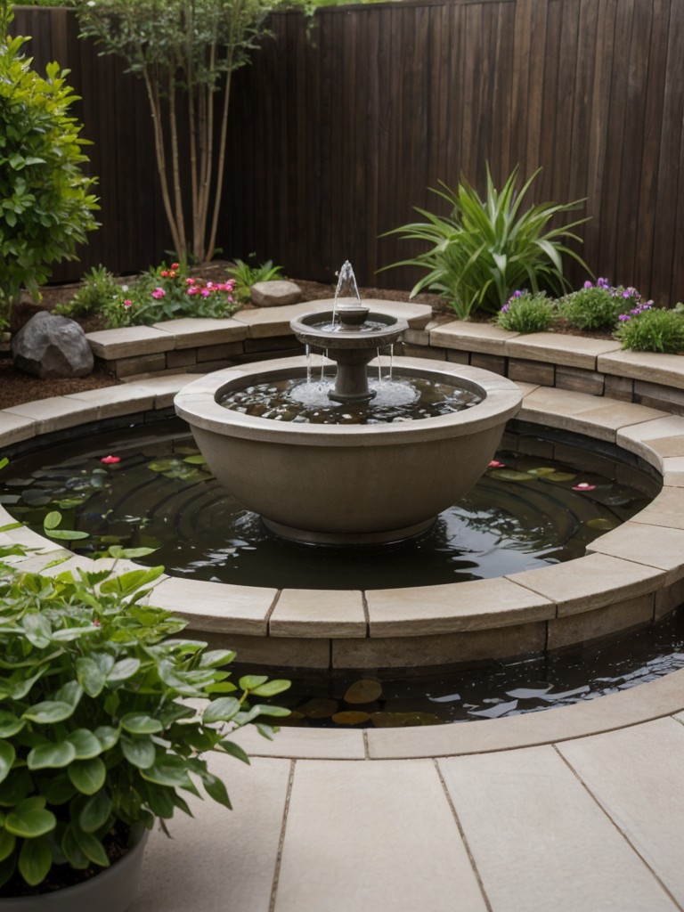 Install a small water feature like a fountain or a mini pond to bring a calming touch to your apartment.