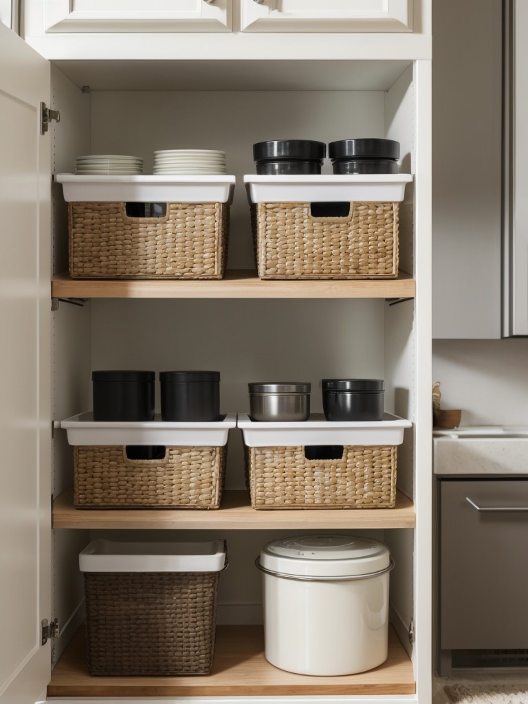 Experiment with innovative storage options like sliding shelves and vertical pull-out organizers.