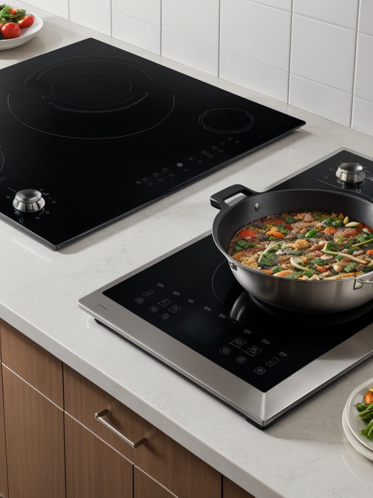 Install a sleek and space-saving induction cooktop instead of a traditional gas stove.