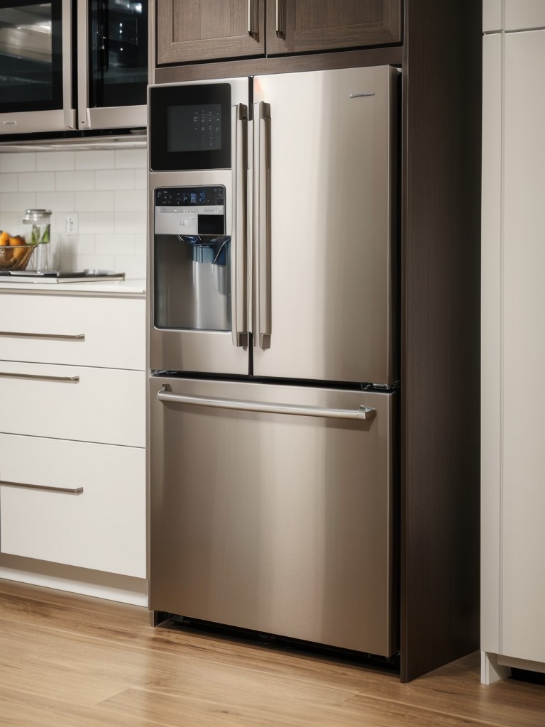 Invest in compact appliances such as a slimline dishwasher and a small refrigerator to save space.