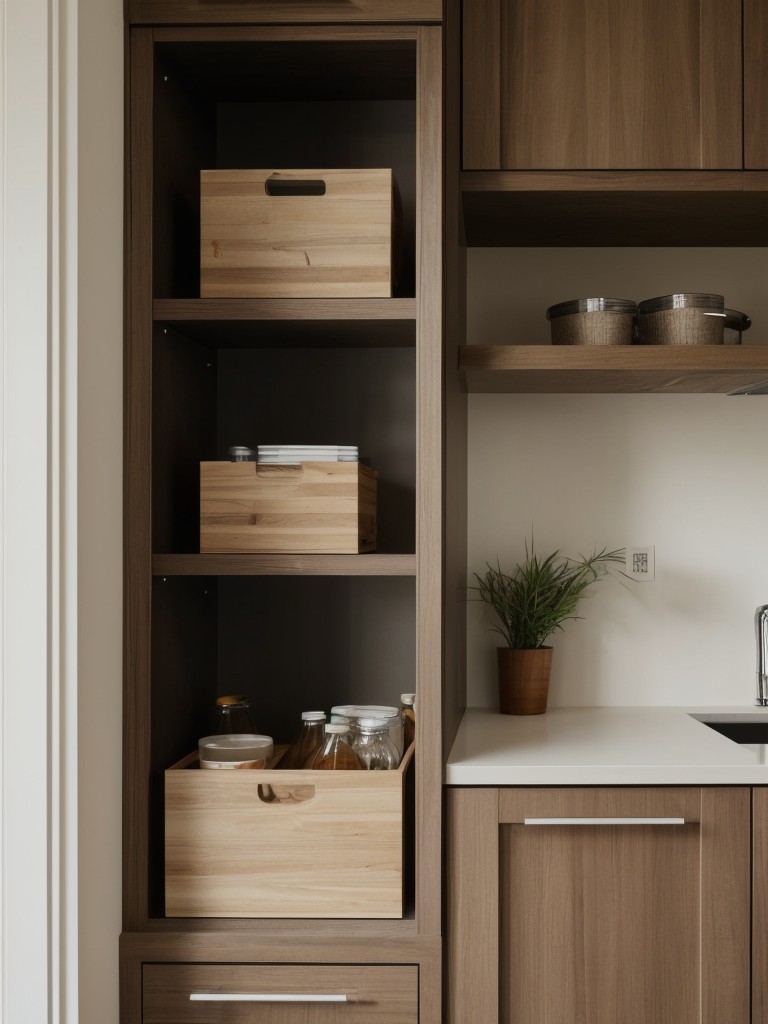 Use open shelving combined with concealed storage for a balance of functionality and style.