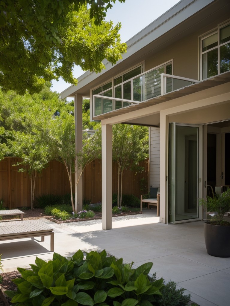 13) Strategic placement of trees and plants to provide shade and privacy for the apartments.