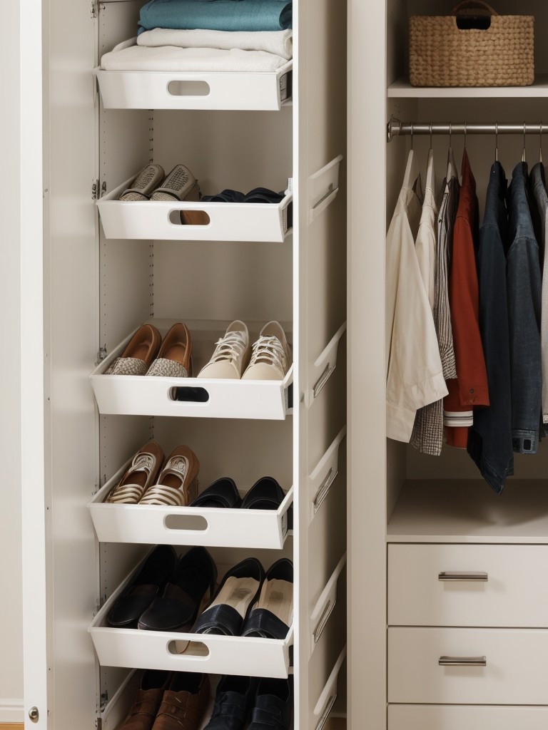 Invest in clever organizational systems like hanging shoe racks, drawer dividers, or under-the-bed storage containers to keep your belongings organized and out of sight.