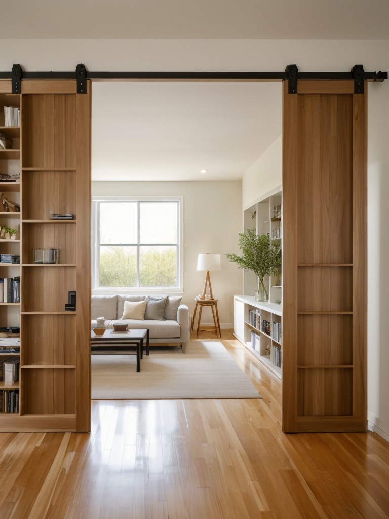 Play with the concept of an open floor plan by using room dividers like curtains, sliding doors, or bookshelves to separate different functional areas while maintaining an airy feel.