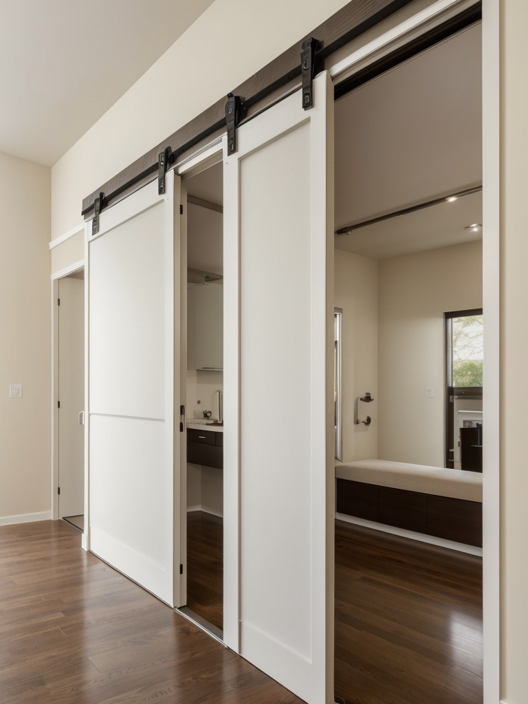 Use a sliding door or pocket door instead of a traditional swinging one to save space in tight areas.