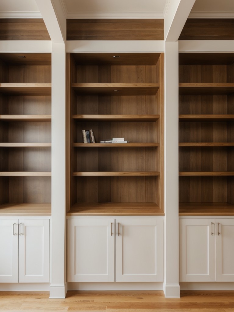 Utilize vertical space by installing bookshelves or wall-mounted cabinets that reach up to the ceiling.