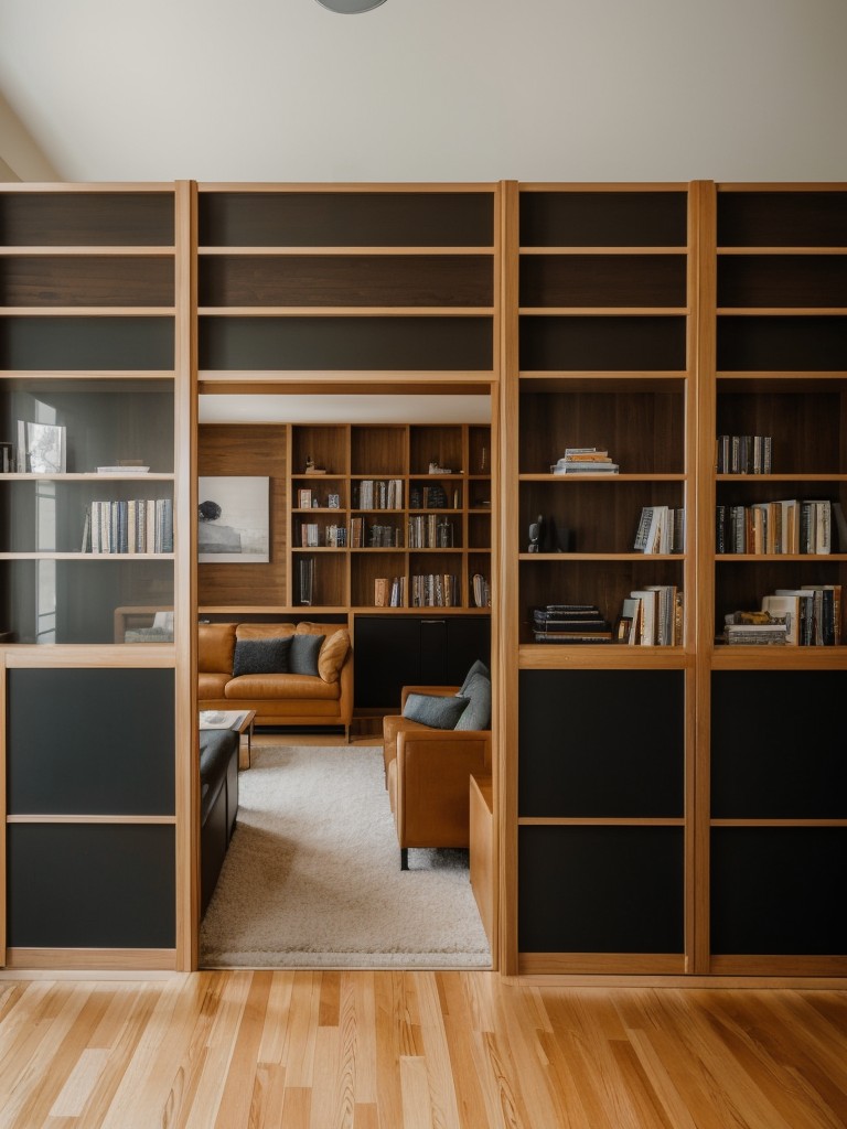 Incorporate a room divider or a bookshelf to create distinct zones without closing off the space entirely.