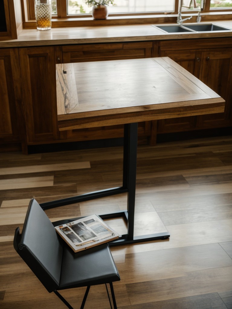 Use multi-purpose items like a fold-down dining table that can also be used as a work desk or a bar counter.