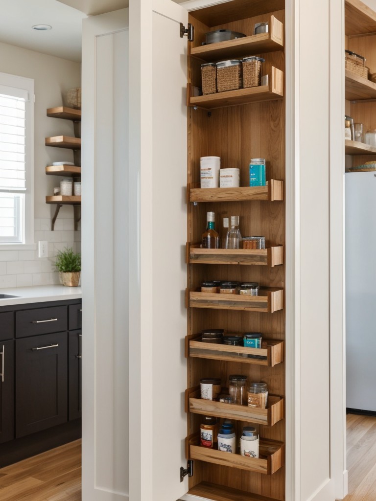 Utilize vertical space by incorporating wall-mounted shelves, hanging organizers, or floating cabinets for additional storage options.