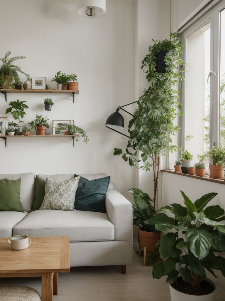 Add plants and greenery to your small open-concept apartment to bring a touch of nature and freshness to the space.