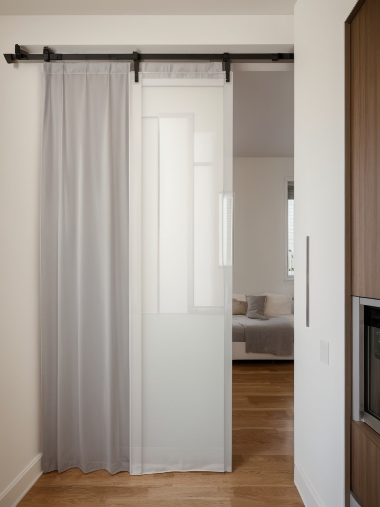 Install sliding doors or curtains to provide privacy to specific areas of your small open-concept apartment when needed.
