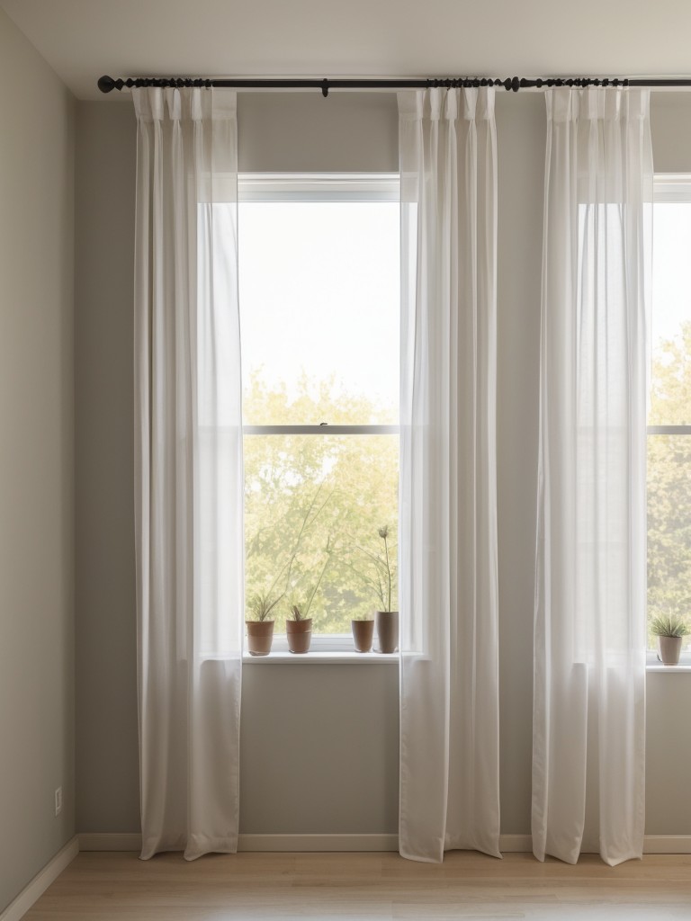 Hang curtains higher than the actual window to create the illusion of height.