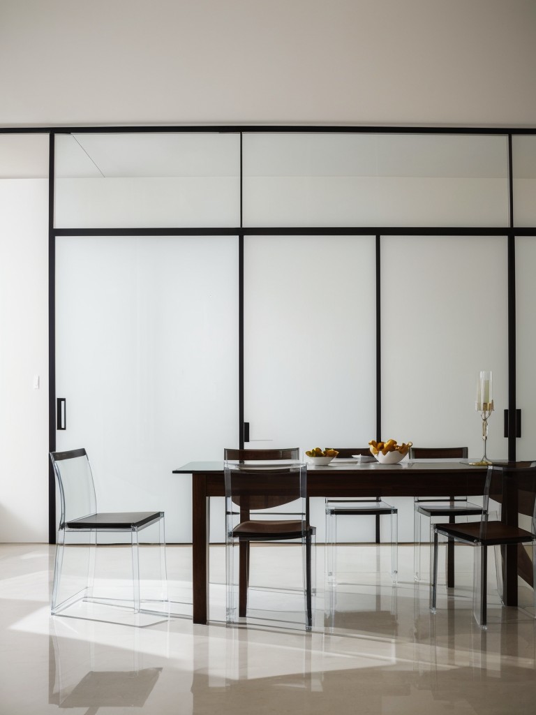 Use transparent or lucite furniture to create a sense of openness.