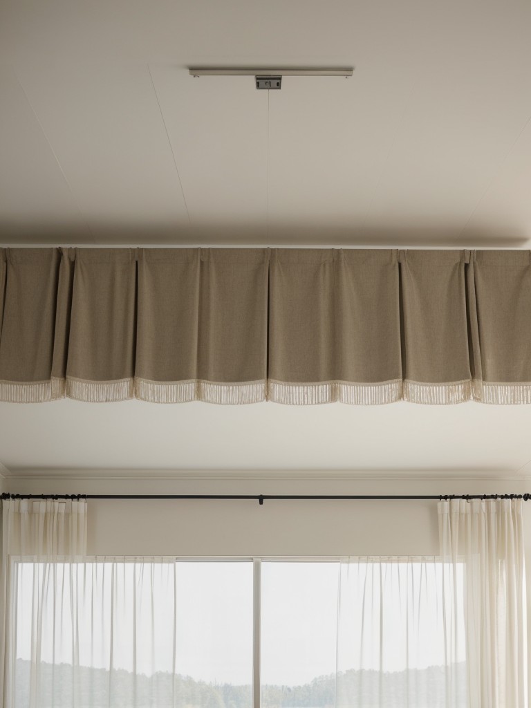 Hang curtains or drapes from the ceiling to visually divide the space and add a touch of elegance.