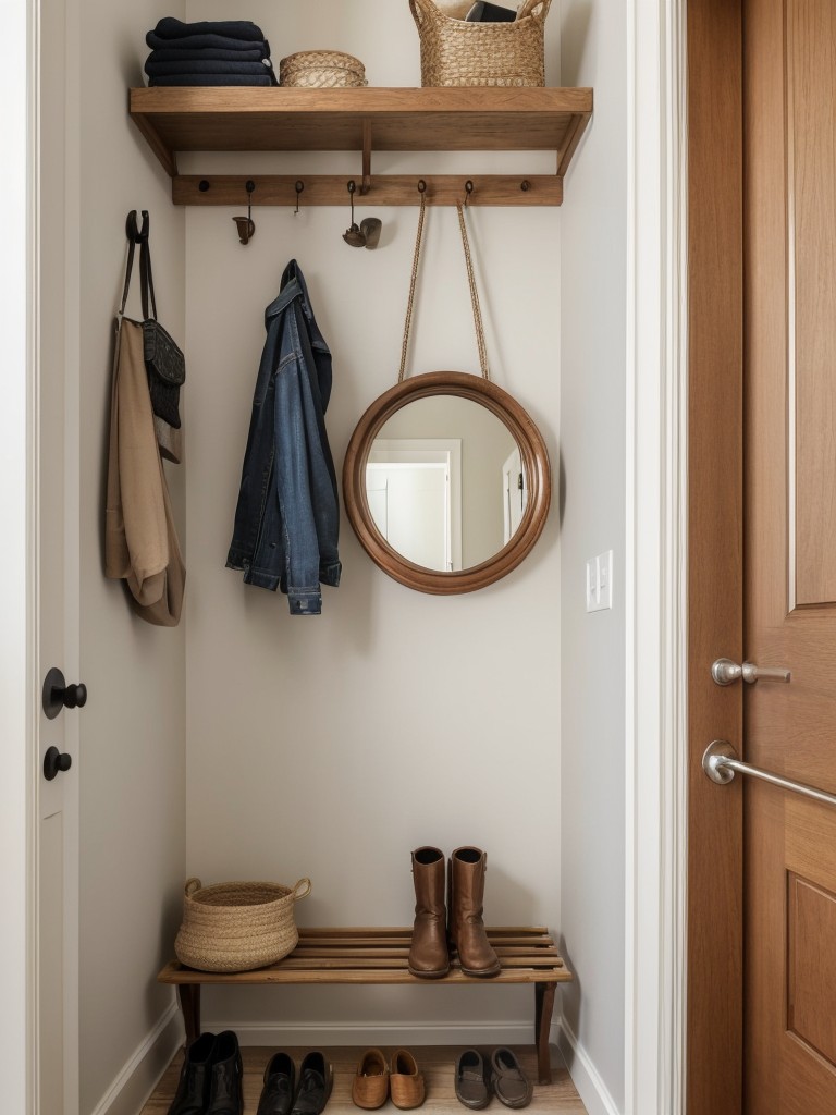 Incorporate a designated entryway with hooks, a small shoe rack, and a mirror for quick outfit checks before heading out the door.