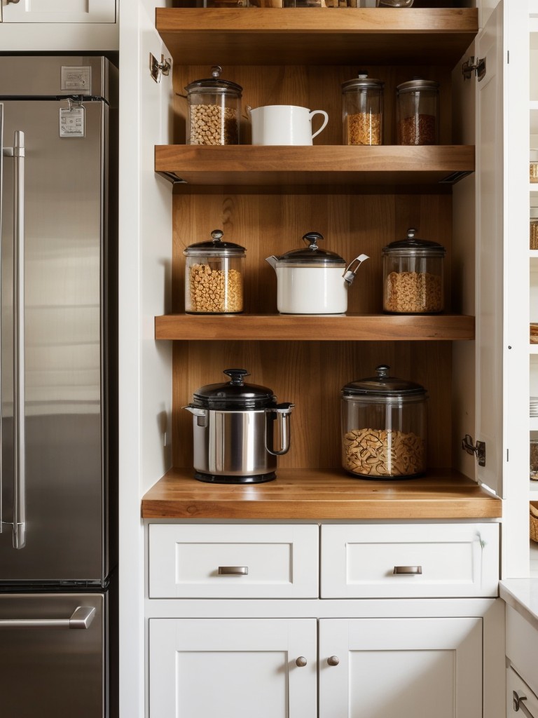 Utilize the space above kitchen cabinets or atop bookshelves to display a collection of decorative items or store rarely used kitchen gadgets.