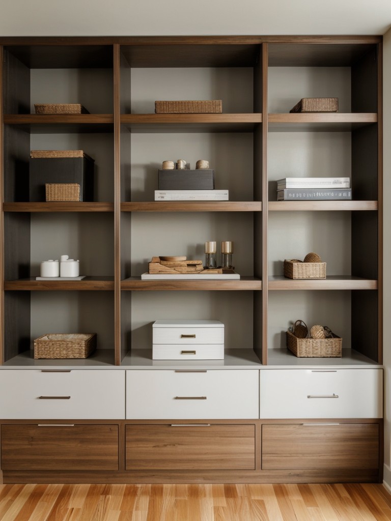 Utilize vertical space with floating shelves or wall-mounted storage units to keep clutter off the floor and maximize storage opportunities.