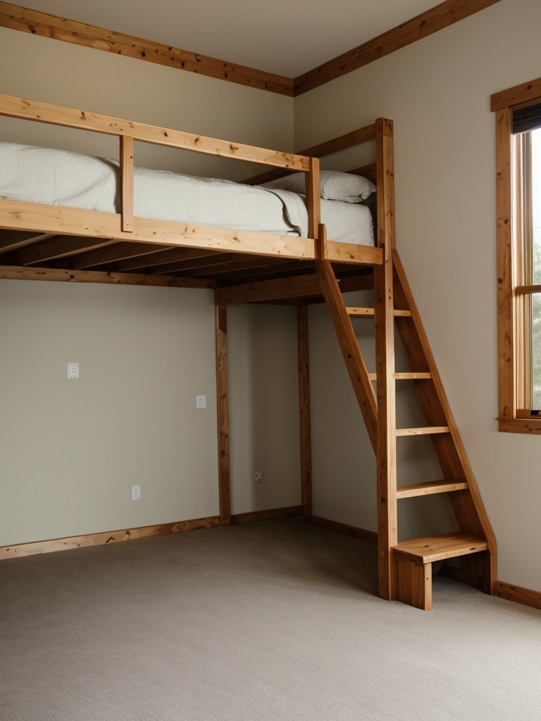Consider utilizing a loft bed or installing a raised platform to create a separate sleeping area while preserving floor space for other functions.
