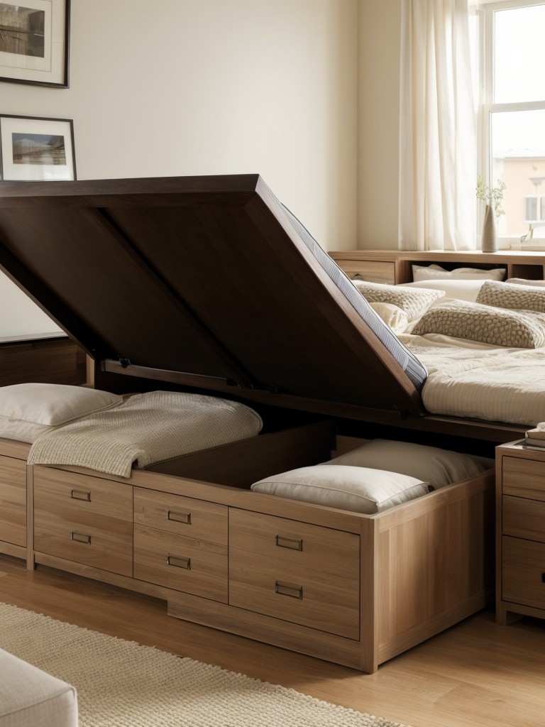 Choose furniture with built-in storage options, such as ottomans with hidden compartments or beds with built-in drawers.