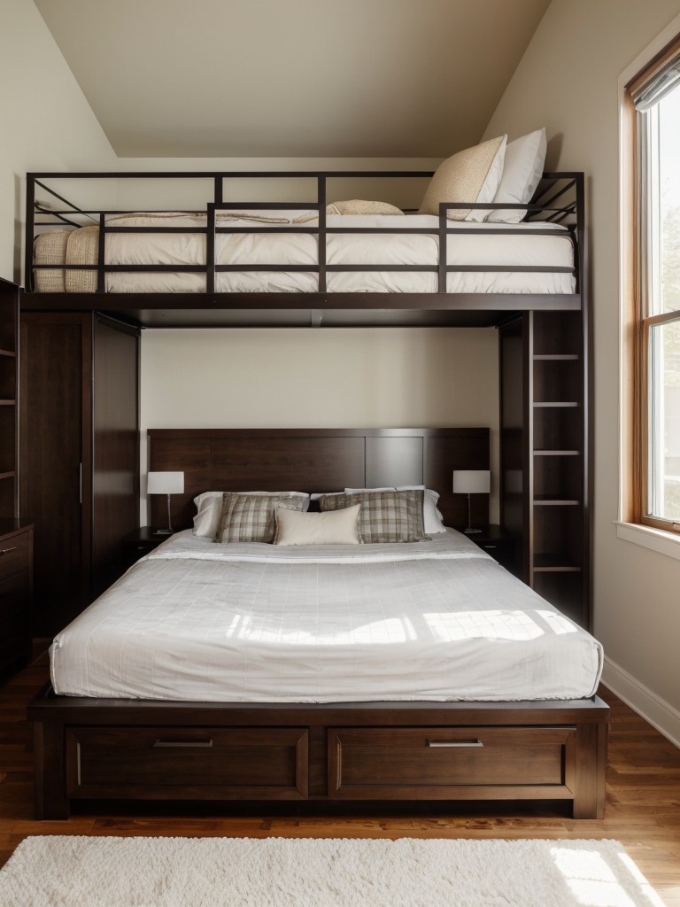 Consider installing a Murphy bed or a loft bed to free up floor space during the day.