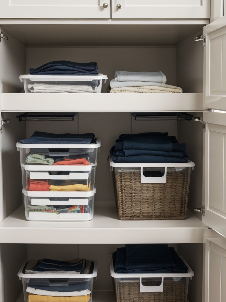 Invest in smart storage solutions, such as under-bed storage containers or hanging organizers, to keep belongings organized and out of sight.