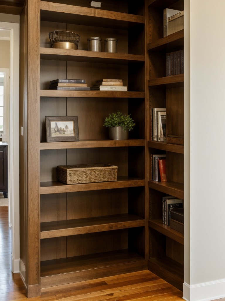 Utilize vertical space by installing floor-to-ceiling shelves or bookcases for additional storage.