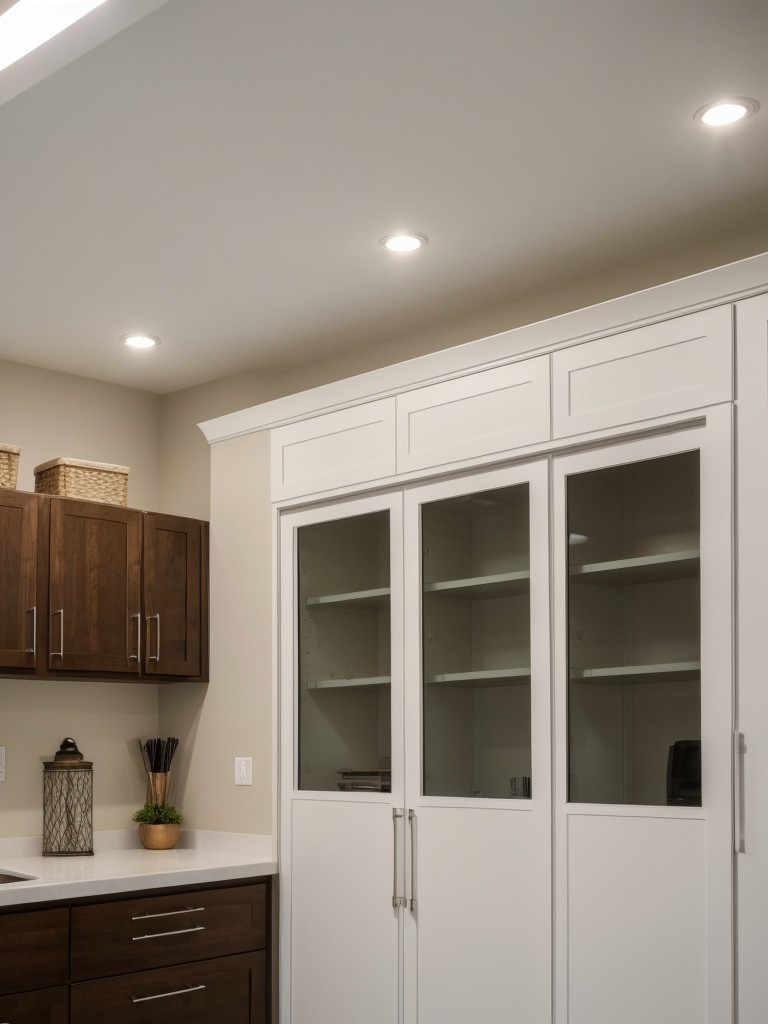 Install overhead or hanging storage solutions to make use of underutilized ceiling space.