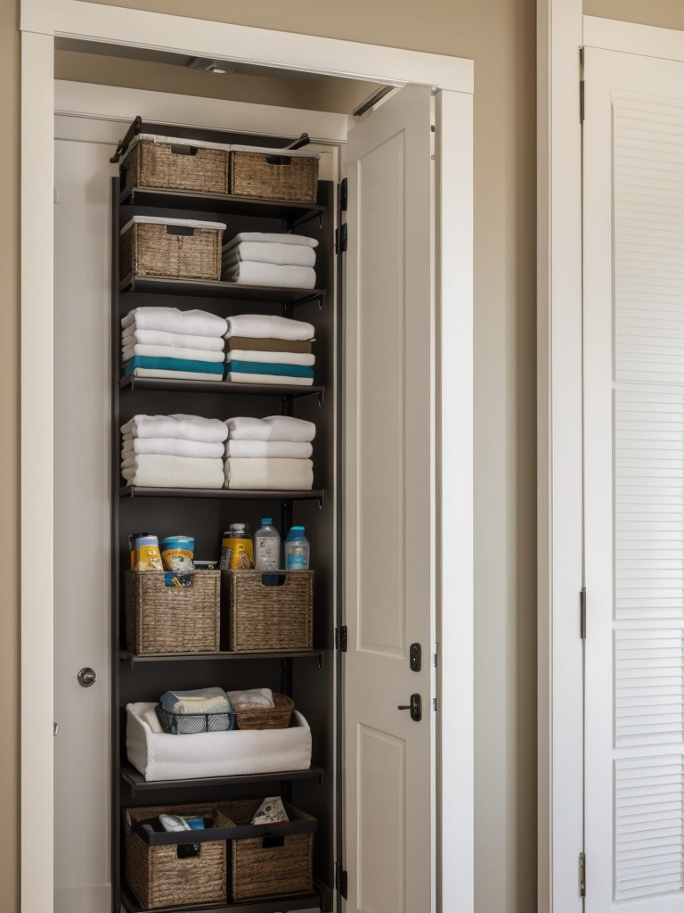 Utilize the space behind doors for additional storage, installing hooks or hanging organizers to maximize every inch of available space.