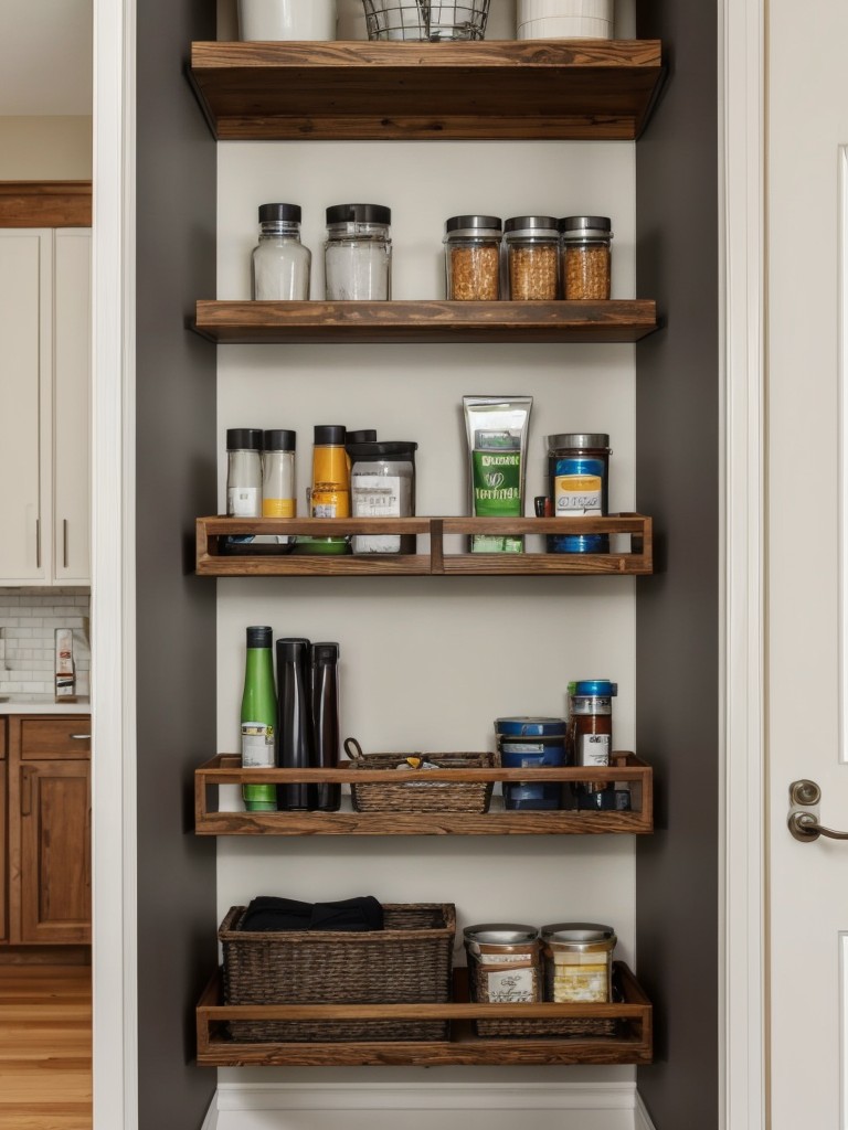 Utilize vertical space by installing shelves or wall-mounted organizers to store items and keep the floor area clutter-free.