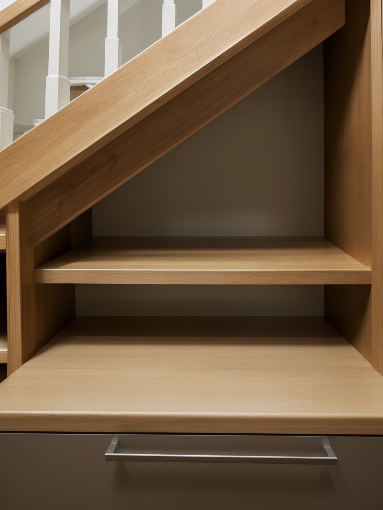 Consider utilizing the space under staircases for built-in storage options, such as shelves or cabinets.