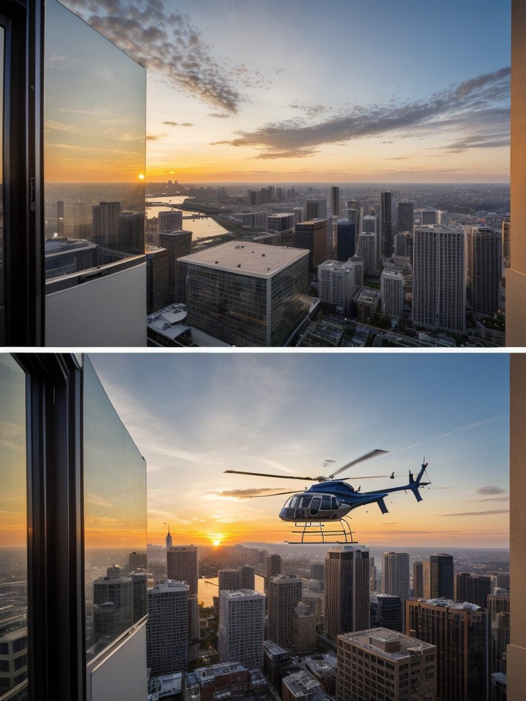 Capture the breathtaking sunset view from your apartment and enter to win a private helicopter ride for a scenic tour.