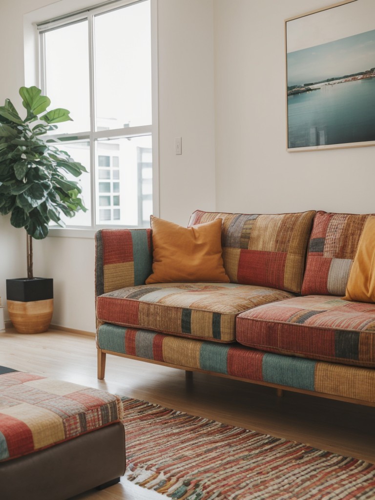Colorful and patterned sofas to add personality and visual interest to small apartments.