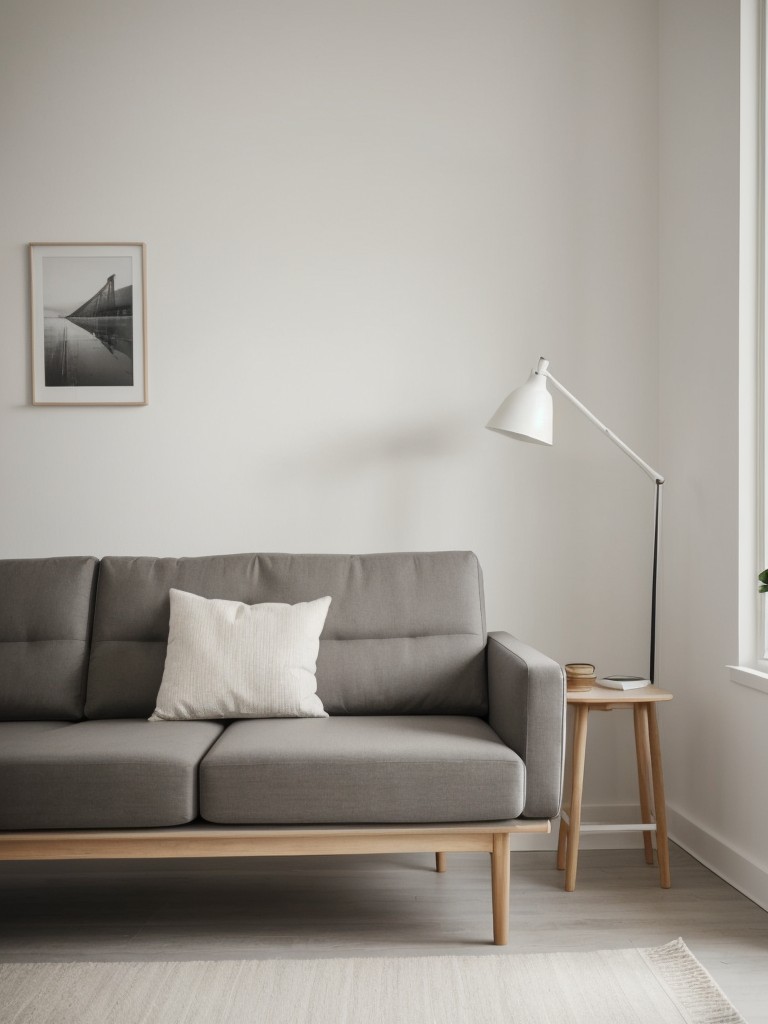 Scandinavian-inspired sofas with clean lines and light wood accents for a minimalist and modern look in small apartments.
