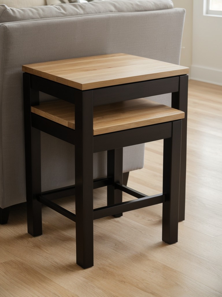 Nesting tables or stackable stools that can be easily tucked away when not needed.