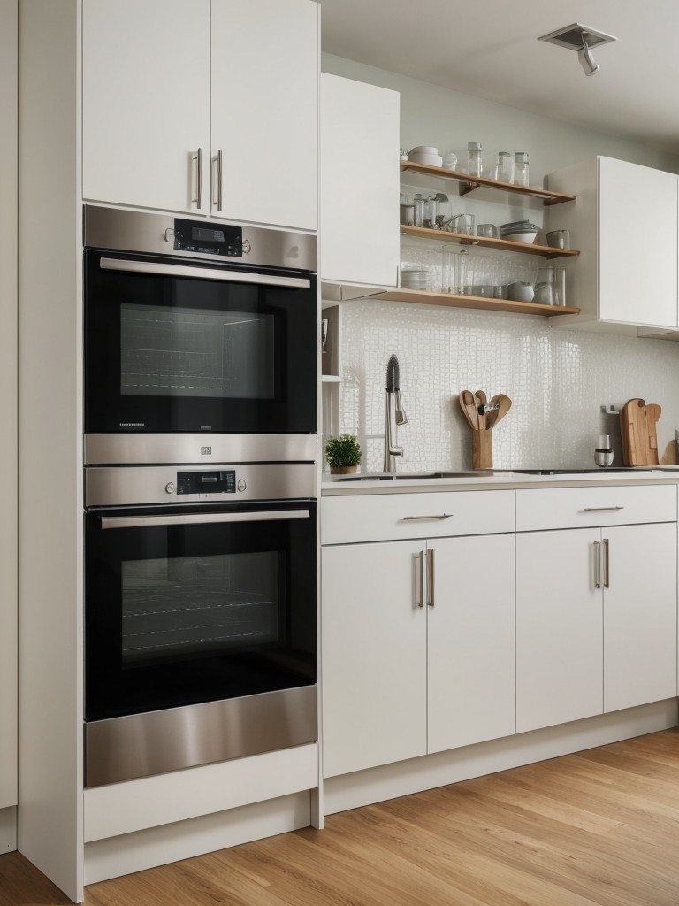 Opt for compact appliances and multifunctional furniture pieces like kitchen islands with built-in storage.