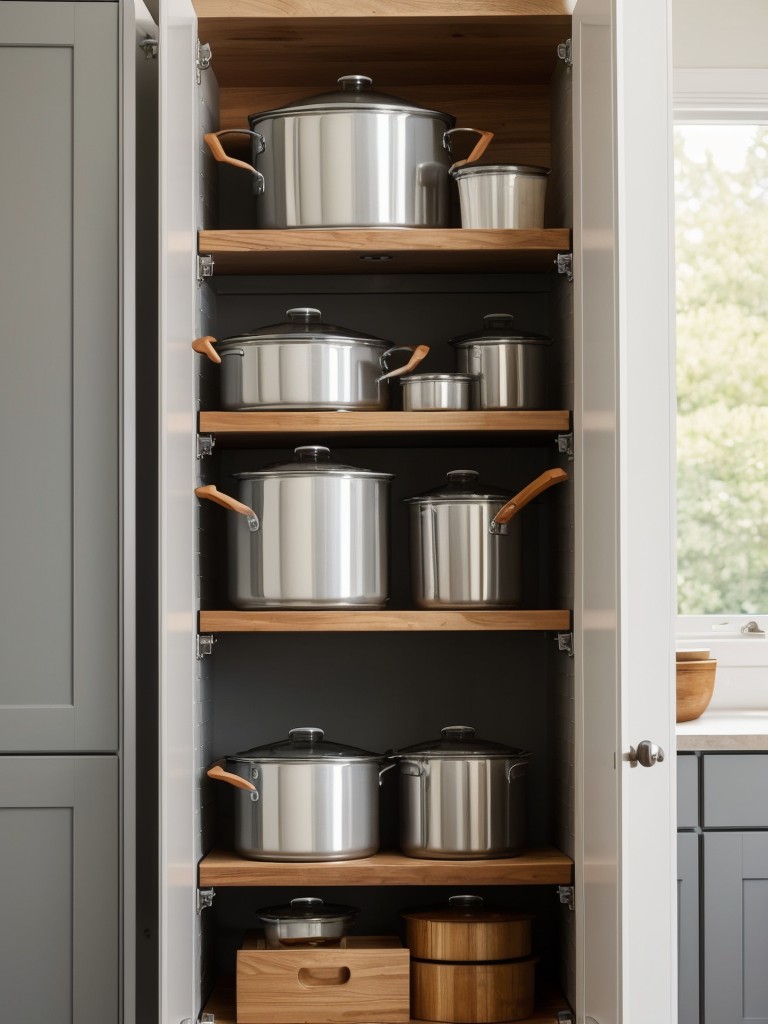 Opt for stackable or nesting cookware to save cabinet space.