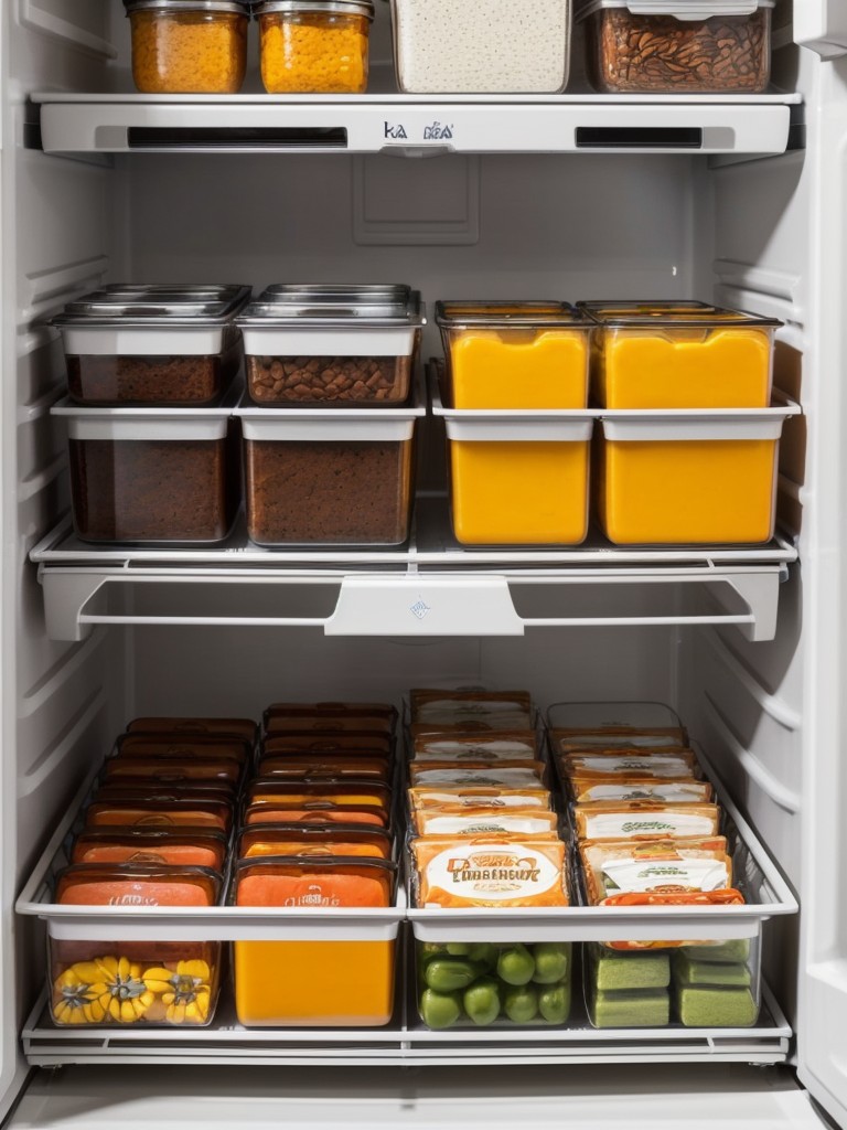 Utilize the space above the refrigerator for storing items like baking trays or large serving platters.