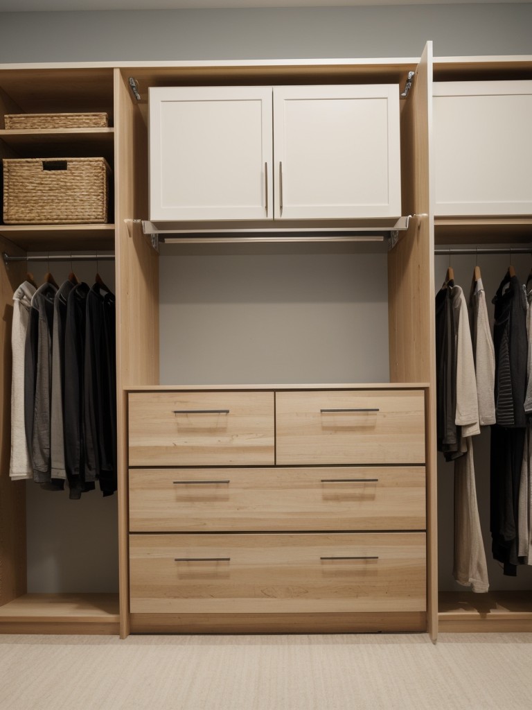 Create storage platforms or lofts above cabinets or closets for additional space.