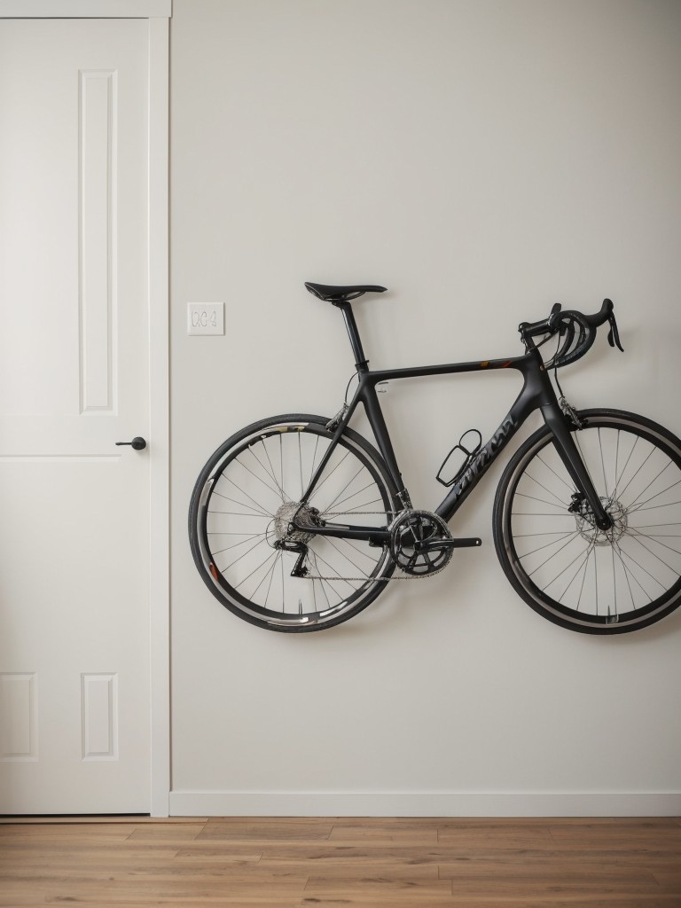 Hang wall-mounted bike racks to conveniently store bicycles and save floor space.