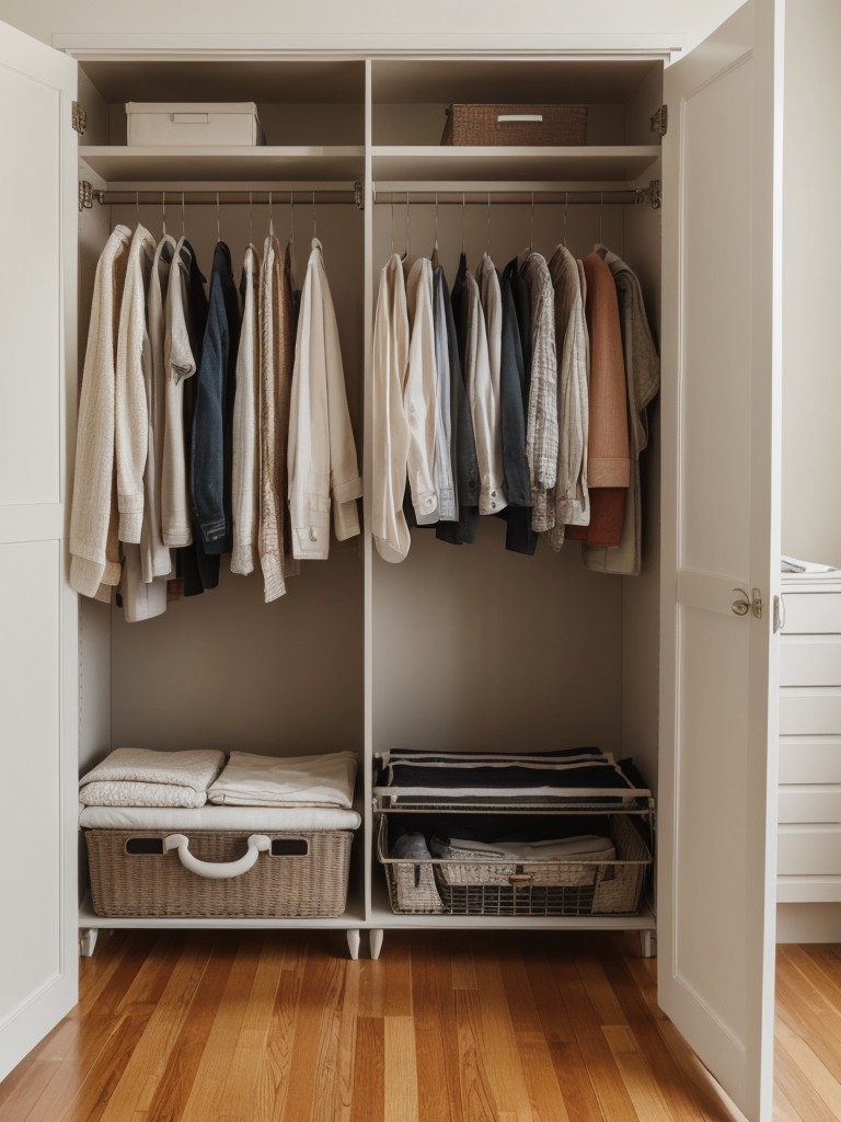 Make use of the top of wardrobes or armoires to store items like suitcases, seasonal clothing, or extra blankets.