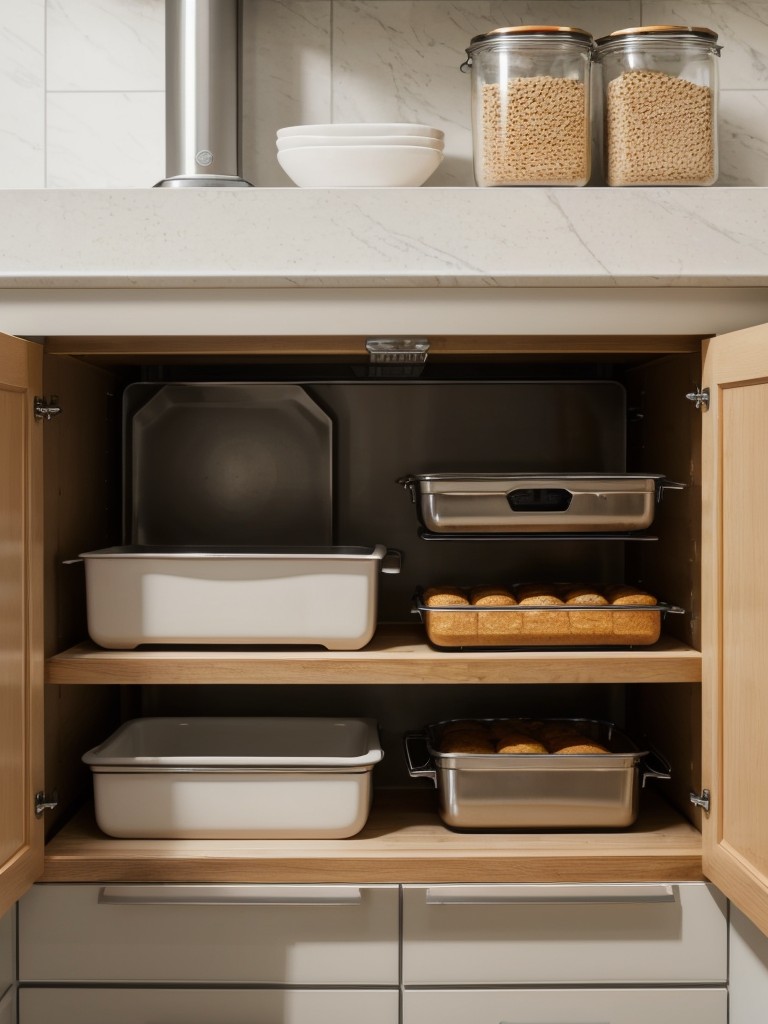 Utilize the space above kitchen cabinets for storing items like small appliances, baking supplies, or seasonal dishes.