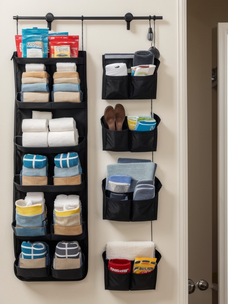 Use a hanging shoe organizer to store small items like socks, gloves, or toiletries.