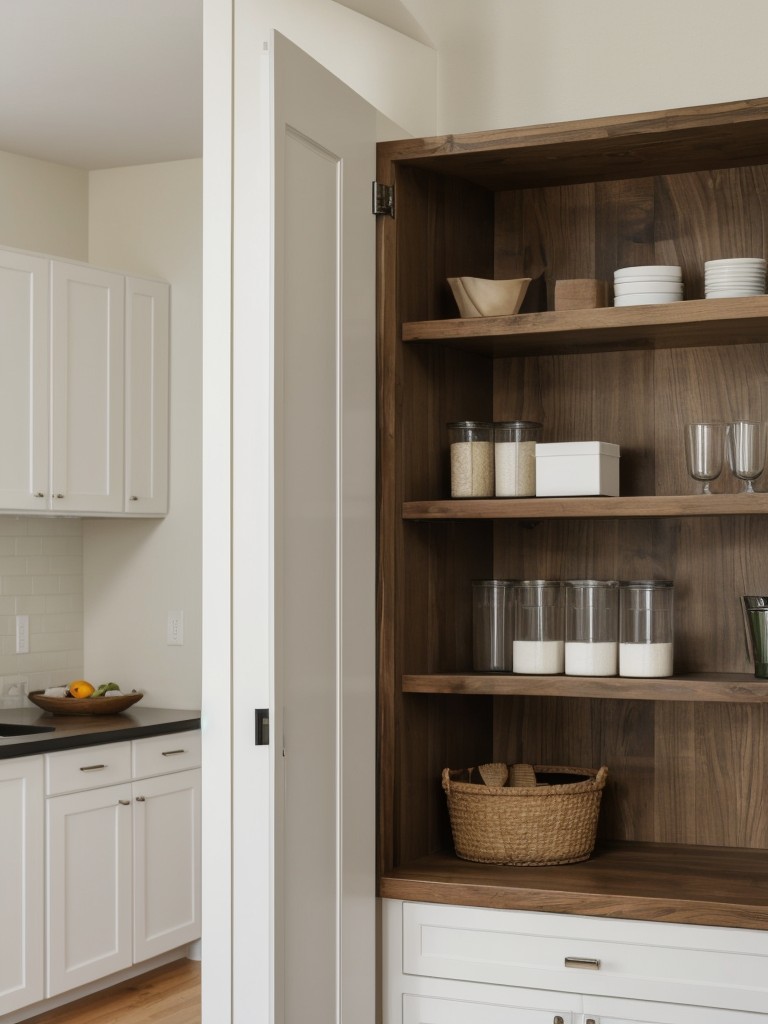 Utilize vertical space with wall-mounted shelves, hooks, and floating cabinets.