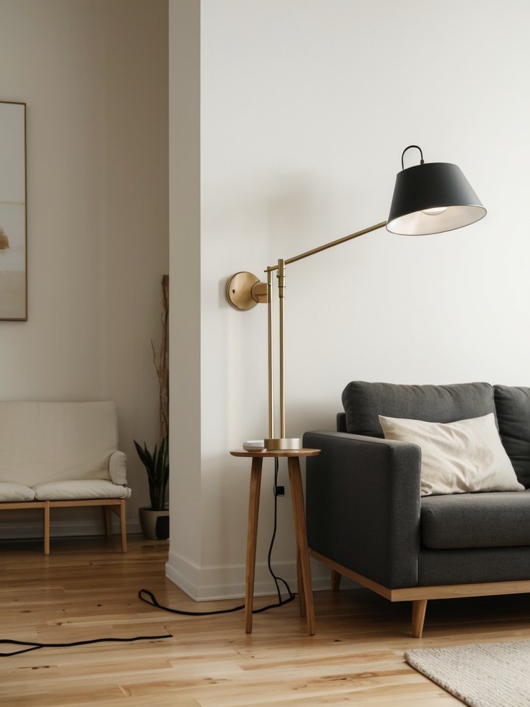 Declutter your space, embrace minimalism, and incorporate soft lighting options, like floor lamps or candles, to enhance tranquility and create a relaxing space in your apartment.