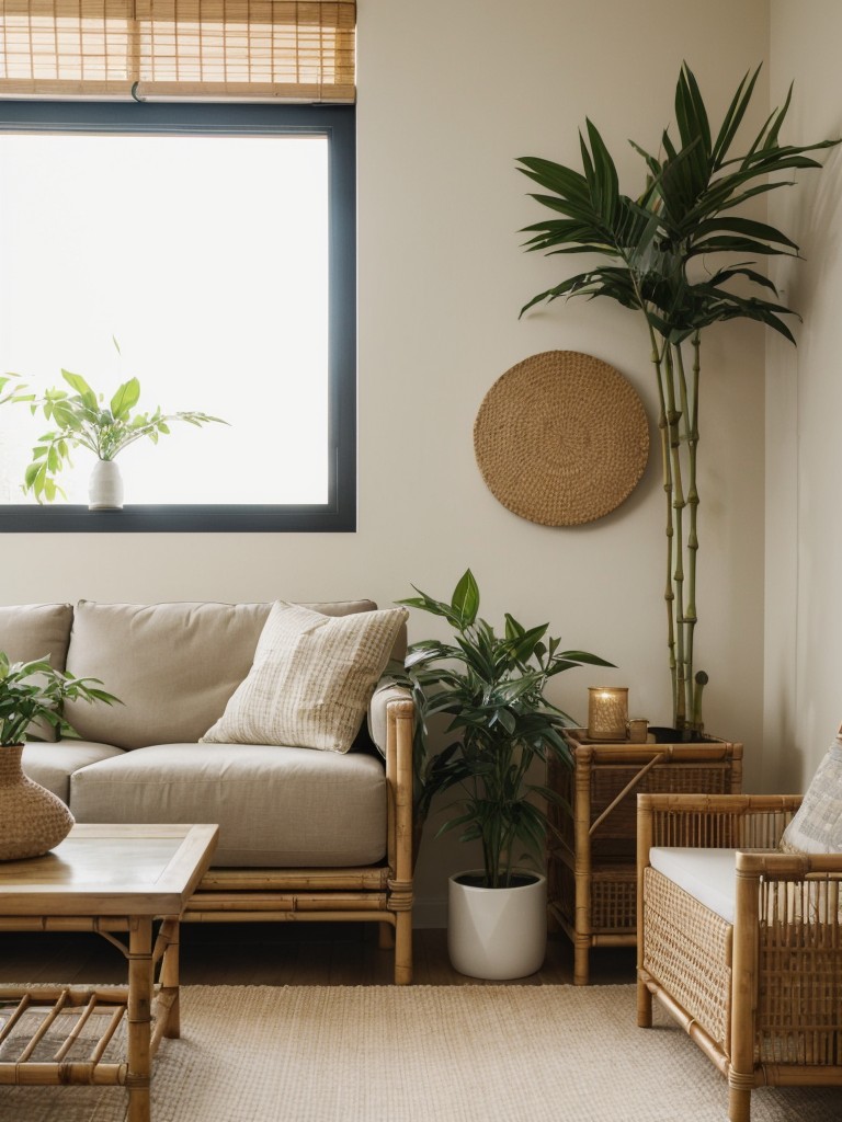 Incorporate natural elements, such as bamboo or rattan furniture, indoor plants, and a neutral color palette, to create a calming and zen-like atmosphere in your living room.